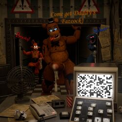 3d_(artwork) animal_genitalia animal_penis animatronic anonymousfm anthro balls bear bodily_fluids bonnie_(fnaf) brown_body canid canine canine_genitalia canine_penis clothing digital_media_(artwork) erection eye_patch eyewear five_nights_at_freddy's five_nights_at_freddy's_2 fox foxy_(fnaf) freddy_(fnaf) fur genitals group hat headgear headwear hi_res humanoid_genitalia humanoid_penis knot lagomorph leporid machine male male_only mammal nude open_mouth penis penis_size_difference rabbit robot scott_cawthon scottgames size_difference smile text tongue trio withered_bonnie withered_bonnie_(fnaf) withered_foxy withered_foxy_(fnaf) withered_freddy withered_freddy_(fnaf)