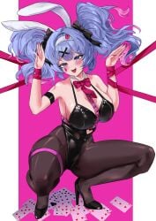 1girls 2024 blue_eyes bondage bunny_ears bunnysuit color digital_media_(artwork) facial_markings hair_ornament handcuffs hatsune_miku latex latex_leotard leotard lopmong mv_character pole rabbit_hole_(deco*27/caststation) rabbit_hole_(vocaloid) ribbon tights vocaloid