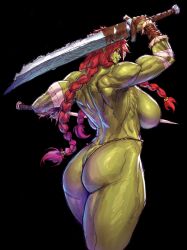 athletic_female big_ass big_breasts bula_(virgoart1509) dat_ass green_skin huge_breasts muscular muscular_female orc orc_female original tagme virgoart1509