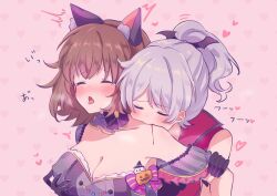 bang_dream! bite cat_ears closed_eyes shoulder_length_hair shoulders sucking_blood tongue_out touching_breast touching_nipples wakamiya_eve yamato_maya