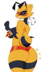 ass ass_focus bee_girl pizza pizza_bee_(xexeezy) shirtless tagme