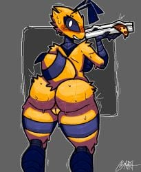 alternate_version_available ass bee_girl pizza_bee_(xexeezy) pizza_box tagme