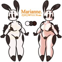 antennae anthro barely_visible_genitalia barely_visible_pussy black_pussy black_spots brown_eyes bunny_tail character_name character_sheet chubby chubby_female cotton_tail dirtynamehere large_breasts marianne_(dirtynamehere) mitten_hands no_clothes no_nipples non-mammal_breasts nub_feet nude nudibranch rabbit_tail sea_slug seabunny shaded short shortstack simple_eyes spots spotted_body thick_thighs transparent_background watermark white_body