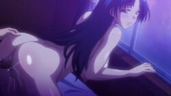 1girls against_wall animated bending_over black_hair bouncing_breast bouncing_breasts breasts_bounce brown_eyes cock_in_pussy female gif large_breasts long_hair naked natsuki_miyuri penis_in_pussy penis_in_vagina shiny shiny_skin tsumamigui_(series) tsumamigui_3 vaginal vaginal_penetration vaginal_sex