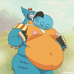 1boy anthro ass_expansion avian avian_humanoid beak belly belly_expansion big_belly blue_fur breast_expansion chubby chubby_male fat fat_man fur furry humanoid kass kass_(tloz) kass_(zelda) male male_focus male_only malesub morbidly_obese morbidly_obese_male obese obese_male overweight overweight_male slime tagme the_legend_of_zelda the_legend_of_zelda:_breath_of_the_wild thick_thighs weight_gain wide_hips