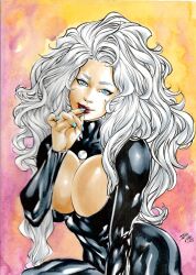 1girls 2022 big_breasts black_cat_(marvel) bulging_breasts ed_benes_studio felicia_hardy high_resolution iago_maia latex_suit long_hair marvel marvel_comics skin_tight spider-man_(series) tagme white_hair