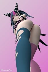 3d ass below_view danganronpa danganronpa_2:_goodbye_despair female_only mioda_ibuki panties panties_only phaazepaz straight_hair super_danganronpa_2 thick_ass thighhighs topless topless_female