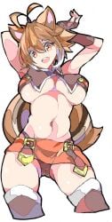 blazblue brown_hair enpe makoto_nanaya squirrel_ears squirrel_tail underboob