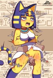 1boy 1boy1girl 1girls 2022 animal_crossing ankha anthro big_breasts big_penis black_eyes black_legwear blue_hair blush breasts bulge cat_ears cat_tail catgirl censored censored_penis censored_pussy dress_lift eyes_rolling_back female female_focus furry legwear male male/female male_penetrating_female nintendo no_panties open_mouth orgasm penis penis_bulge plus_t pussy pussy_juice rough_sex saliva saliva_string simple_background squirting standing standing_sex sweat sweatdrop thick_thighs thighs trembling yellow_fur yellow_skin