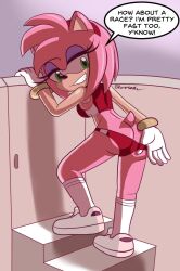 amy_rose anthro charredarousal english_text gym_uniform looking_at_viewer solo sonic_(series)