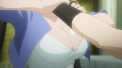 2girls animated bouncing_breasts dungeon_ni_deai_wo_motomeru_no_wa_machigatteiru_darou_ka female goddess hestia_(danmachi) loki_(danmachi) screencap