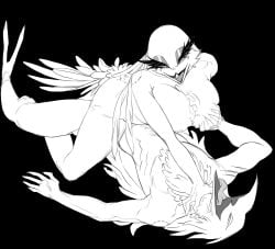 anthro anthro_on_anthro ass avian avian_demon background_character beak breast_grab breasts claws cowgirl_position demon duo feathers female female_penetrated fillmore_(helluva_boss) from_front_position hand_on_breast helluva_boss hi_res looking_pleasured male male/female male_penetrating male_penetrating_female mature_female mature_male monochrome nude o3t on_bottom on_top open_mouth open_smile penetration penile penile_penetration sex simple_background smile stella_(helluva_boss) thick_thighs tongue tongue_out