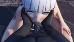 3d animated blonde_hair blowjob blue_eyes cum cum_in_mouth cum_in_nose cum_on_face cumshot dark-skinned_male deepthroat ejaculation excessive_cum facial genitals genshin_impact hilichurls_(species) interspecies kamisato_ayaka penetration pov sodeno19 sound tagme video