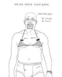 1boy bra breaking_bad bulge bulge_through_clothing crossdressing male male_only manly_crossdresser meme strip_game walter_white xyanaid