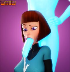 1boy 1girls 3d 3d_(artwork) big_penis blender_(software) blowjob blowjob_face confused confusion cum cum_on_breasts cumshot danny_phantom ejaculation ghost huge_cock large_penis madeline_fenton milf mrpotatoparty nickelodeon orgasm purple_eyes reference reverse_blowjob smitty34 unseen_male_face what