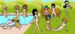 10girls accurate_art_style alternate_breast_size ann_glerr anserhours arms_up ass assistant_(rhythm_heaven) bangs bare_arms bare_ass bare_back bare_breasts bare_legs bare_midriff bare_shoulders bare_thighs barefoot barefoot_on_grass bench black_eyes black_hair blonde_hair blue_hat blush breast_size_difference breasts brown_hair bushes casual casual_nudity chemicals closed_eyes completely_nude completely_nude_female dancing eglantine eguran_(rhythm_tengoku) eyes_closed female female_only girl_(rhythm_heaven_fever) gisrhgver glasses grass green_hair hairy_pussy hands_on_head hands_on_own_arms hands_on_own_thighs hat headphones heart his_crush_(rhythm_heaven) kneeling laugh laughing laying_down laying_on_side long_hair love_lab_scientist mc_adore medium_breasts mob_face multiple_girls navel nintendo nipples nonsexual_nudity nude nude_female one_eye_closed open_mouth pale-skinned_female pale_skin partially_submerged pitcher_(rhythm_heaven) pitcher_(rhythm_tengoku) ponytail pool pool_chair pubic_hair public public_nudity pussy reporter_(rhythm_tengoku) rhythm_heaven rhythm_heaven_fever rhythm_heaven_megamix rhythm_tengoku rhythm_tengoku_gold sakana_tsuriko seductive seductive_pose short_hair singing sitting skin_tone_difference skinny_dipping small_breasts smile swimming_pool talking talking_to_another tap_trial tap_trial_girl thick_thighs thighs tongue water