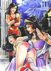 andy_price dc dc_comics diana_prince donna_troy hippolyta milf mother mother_and_daughter spanked spanking superheroine watching wonder_girl wonder_woman wonder_woman_(series)