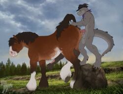 2026 anal anal_penetration animal_genitalia animal_penis anthro anthro_on_feral anus artist_logo artist_name balls bestiality digital_drawing_(artwork) digital_media_(artwork) duo equid equine equine_genitalia erection fenn.perrox feral genitals grey_body hi_res horn horse interspecies kobold logo male male/male male_penetrated male_penetrating male_penetrating_male mammal neckwear nude penetration penile penis remy_(wulfer) scalie sex smile tail text