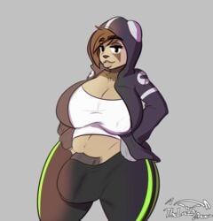 1futa anthro balls bear big_balls big_breasts breasts casual_nudity clothed clothing dickgirl flaccid futa_only futanari ineffective_clothing intersex looking_at_viewer mammal nipple_bulge panda penis slightly_chubby solo standing tenna_cale thelazydreamer thick_thighs