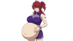 ai_generated bloated_belly bloated_stomach bloated_tummy female_villain freckles freckles_on_face ginger ginger_female ginger_hair gundam_00 large_breasts nena_trinity ponytail ponytail_female pregnant pregnant_belly pregnant_female red-haired_female villainess yellow-eyed_female