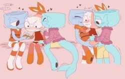 1cuntboy 3boys dandy's_world double_penetration finn_(dandy's_world) gay heart junipurr_(artist) kissing lynxfurr male_only nervous panels shrimpo_(dandy's_world) tagme threesome yaoi