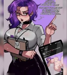 big_ass big_breasts business_suit curvy_body dark-skinned_male deepthroat dialogue fat_male krekk0v large_penis milf olivia_(izzetlightning1) purple_penis secret_comics slideshow tagme video voice_acted