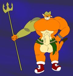 1boy 2017 balls bara crash_(series) crash_bandicoot:_warped erection gay male male_only muscular penis solo stormwood thylacine tiny_tiger video_games yaoi