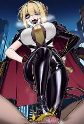 ai_generated boot_fetish boots evelyn_chevalier femdom kortai male_pov novelai stomping stomping_on_dick tagme zenless_zone_zero