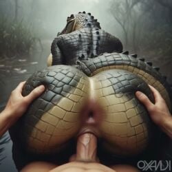 1boy 1girls ai_generated animated anthro anus ass big_ass crocodile crocodilian female female_on_human furry hetero human human_on_anthro looking_at_viewer looking_back male male/female male_on_anthro male_pov outdoors oxandi penis pov pussy realistic reptile scales scalie swamp tagme vaginal vaginal_penetration video