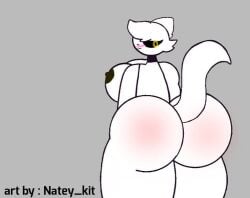 anthro ass big_butt black_nipples breasts digital_drawing_(artwork) edit edited fox_ears fox_tail fur gray_background hi_res kit_community kit_community_v2 makiko_fox natey_kit original_character tagme white_body yellow_eyes