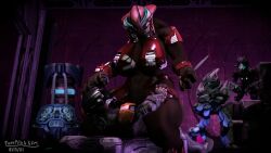 2_toes 3_fingers 4_fingers absurd_res alien anthro arm_feathers arm_grab arm_tuft armor avian being_watched big_breasts big_dom_small_sub black_body black_feathers blue_eyes breasts brown_body combat_knife cowgirl_position crate crouching digitigrade dominant dominant_female faceless_character faceless_human faceless_male feather_hair feathered_crest feathers feet female fingers from_front_position full_armor glowing glowing_eyes group halo_(series) hand_on_leg hand_on_thigh head_crest headgear helmet hi_res holding_knife holding_object huge_breasts huge_thighs human human_on_bottom kig-yar knife larger_female larger_on_top looking_at_another lying male mammal mandibles microsoft on_back on_bottom on_crate on_top one_leg_up pompilus-sfm pseudo_hair raised_leg sangheili scalie sex size_difference slav_squat smaller_human smaller_male smaller_on_bottom spartan_(halo) straddling t'vaoan thick_thighs toes tuft white_eyes wide_hips xbox_game_studios xenophilia