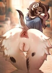 absurd_res anthro anus ass ass_up bodily_fluids butt_focus canid canine canis chemodanchik dalmatian domestic_dog female fluffy furry genital_fluids genital_focus genitals hi_res mammal messy moisture playful saliva saliva_on_tongue solo tongue tongue_out vaginal_fluids vulva vulva_focus wet