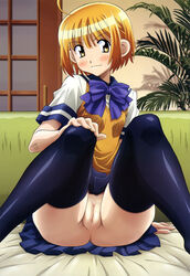 ass blonde_hair blush bottomless hairless_pussy highres innie_pussy no_panties oniichan_no_koto_nanka_zenzen_suki_janain_dakara_ne!! pussy school_uniform short_hair takanashi_nao uncensored upskirt