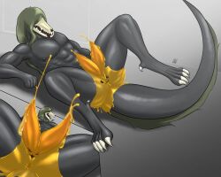 abs ambiguous_gender anal_sex anthro ass diphallism goo_creature insertion multi_genitalia muscular_male slime tail wide_hips