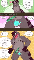 absurd_res anthro belly comic duo embarrassed exposed fantasy genitals genitals_shrinking hi_res humiliation magic male mammal nude penis penis_humiliation penis_shrinking potion procyonid raccoon remmus_cobalt small_penis small_penis_humiliation