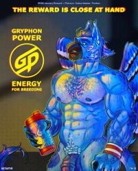 abs advertisement animal_genitalia animal_penis anthro armpit_hair athletic_wear avian balls beverage big_balls big_penis blue_body blue_eyes blue_feathers blue_fur blue_penis bodily_fluids body_hair byron_(hotsatyr) casual_nudity chest_hair clawed_hands claws clothing disproportionate_genitalia dripping duo ear_piercing ear_ring ears_up english_text equine_genitalia equine_penis erection feather_hair feather_tuft feathered_wings feathers finger_claws flaccid footwear foreskin fur genital_fluids genitals grope gryphon gryphonpower gym gym_bag hair hotsatyr humanoid_genitalia humanoid_penis hybrid_genitalia hybrid_penis indoor_nudity inside leaking_precum male male/male medial_ring medial_ringed_humanoid_penis medial_ringed_hybrid_penis modelling mohawk muscular muscular_anthro muscular_male mythological_avian mythological_creature mythology navel nipples nude nude_male nudist pawpads paws peak pecs penis piercing precum precum_drip precum_string protein_shake pseudo_hair pubes pubic_feathers pubic_fuzz public public_nudity ring_piercing saggy_balls science_fiction scientific_experiment shaker_bottle shoes sitting smile sneakers solo standing sweat sweatdrop tail tail_feathers tail_motion tail_tuft test_subject text toe_claws towel towel_only tuft undressed undressing vein veiny_arms veiny_legs veiny_pecs wings