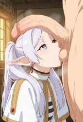 frieren frieren_beyond_journey's_end frieren_(sousou_no_frieren) sucking sucking_balls dick_on_face