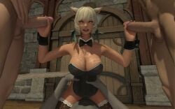 3d angry bunnysuit cum cum_on_breasts defeated_heroine earings final_fantasy_xiv forced garlean maid_outfit miqo'te pov pov_eye_contact rape raped_by_enemy sound tagme thighhighs video white_eyes white_hair y'shtola