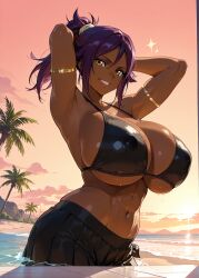 1girls ai_generated alternate_ass_size alternate_body_type alternate_breast_size alternative_bust_size beach beautiful beauty below_view bleach bleach:_the_thousand-year_blood_war breasts breasts_bigger_than_head cleavage clothed clothing dark-skinned_female dark_purple_hair dark_skin elisabeth_cheria female female_focus female_only from_below gigantic_breasts gold_eyes high_quality high_resolution huge_breasts hyper hyper_breasts large_breasts long_hair massive_ass massive_breasts massive_thighs massive_tits mommy mommy_milker mommy_milkers open_clothes open_eyes patreon patreon_username purple_hair sand sexy_body shihouin_yoruichi solo solo_female solo_focus stretched_clothing sunset tan_body tan_skin tight_clothing voluptuous water yellow_eyes