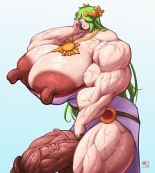alternate_muscle_size futanari gigantic_breasts hyper_muscles hyper_penis kid_icarus long_nipples muscular_futa palutena roneesan