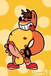 1boy 2019 anthro balls bandicoot charmcharmcharm crash_(series) crash_bandicoot dated erection fingerless_gloves furry furry_only gay male male_only marsupial nipples penis solo tongue_out video_games yaoi
