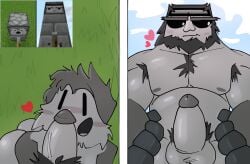 2boys ambiguous_gender anticipation beard bearded_dom belly big_ass big_breasts big_butt big_dom_small_sub big_penis blush blushing_at_another blushing_at_partner body_fur body_hair dispenser_(minecraft) embarrassed excited fat_thighs gay gay_denial hands_on_hips kneeling kneeling/standing male male/female male/male male_focus male_pov meme minecraft minecraft_anthro_block minecraft_block minecraft_mob moobs muscular_male naked nipples observer_(minecraft) penis_awe penis_on_face penis_on_head precum showing_off showing_off_penis shy standing surprised surprised_expression twink viewed_from_above viewed_from_below