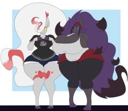 2girls big_breasts breasts dani_(dewwydartz) dewwydarts dewwydartz female furry hisuian_zoroark huge_breasts nea(dewwydartz) nintendo pokémon_(species) pokemon pokemon_(species) zoroark