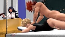 1girls 2boys anal anal_penetration anal_sex animated balls being_watched big_penis blonde_hair blonde_pubic_hair bottomless carpet_matching_drapes classroom digital_media_(artwork) eijirou_kirishima exhibitionism female fully_nude gay gay_sex hands_on_shoulders katsuki_bakugou male/male male_focus male_penetrated male_penetrating_male marcossfm marcovee4 midnight_(my_hero_academia) my_hero_academia naked_male nemuri_kayama no_sound onlookers penis pillow pillow_grab prone_bone pubes pubic_hair public public_sex red_hair school sex sex_ed soft_penis testicles video voyeur voyeurism yaoi