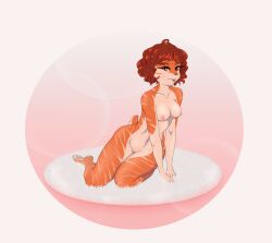 animated anthro breasts character_amber felid female honeyson looking_at_viewer mammal narrowed_eyes nude pantherine pinup pose smile solo solo_focus tiger