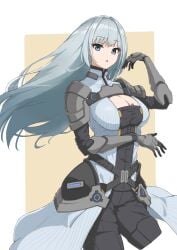 1girls absurd_res aotsuba armor armwear bangs big_breasts black_legwear breast_tattoo breasts cleavage cute elbow_gloves ethel_(xenoblade) female female_only gloves grey_jacket highres jacket large_breasts legwear long_hair looking_at_viewer nintendo shoulder_gloves shoulder_pads silver_hair simple_background tattoo thick_thighs thighs upper_body very_long_hair xenoblade_(series) xenoblade_chronicles_3