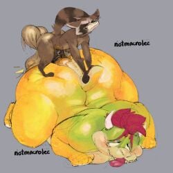 2022 2boys anal anal_sex anthro ass ball_slap balls big_balls big_butt bodily_fluids bowser brown_body brown_fur crossover duo fur gay gay_sex genital_fluids genitals grey_background guardians_of_the_galaxy hi_res huge_butt huge_hips koopa looking_pleasured macrolee male male/male male_only mammal mario_(series) marvel nintendo peeing peeing_inside penetration procyonid raccoon rocket_raccoon scalie simple_background size_difference slap small_dom_big_sub teeth_showing urine urine_in_ass video_games watersports