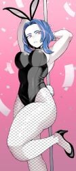 1girls arms_above_head blue_hair breasts bunny_ears bunny_girl bunnysuit female_only fishnets high_heels kaina_tsutsumi ko_koyap lady_nagant large_breasts leotard looking_at_viewer looking_down multicolored_hair muscular muscular_female my_hero_academia pink_eyes pink_hair pole pole_dancing short_hair stripper_pole thick_thighs thighs two-tone_hair wide_hips