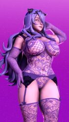 1girls 3d big_breasts bodystocking camilla_(fire_emblem) female female_only fire_emblem fire_emblem_fates garter_belt gloves gunchapred lace large_breasts lingerie nintendo reds_light_district simple_background solo stockings thighhighs underwear