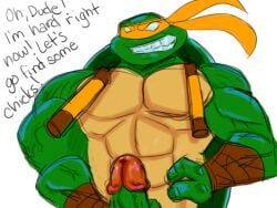 1boy 2003 anthro boner comedy dialogue funny hard_on jetix male male_only michelangelo michelangelo_(tmnt) muscular muscular_male ninja_turtles nunchucks old_cartoons orange_turtle sketch solo teenage_mutant_ninja_turtles tmnt white_eyes